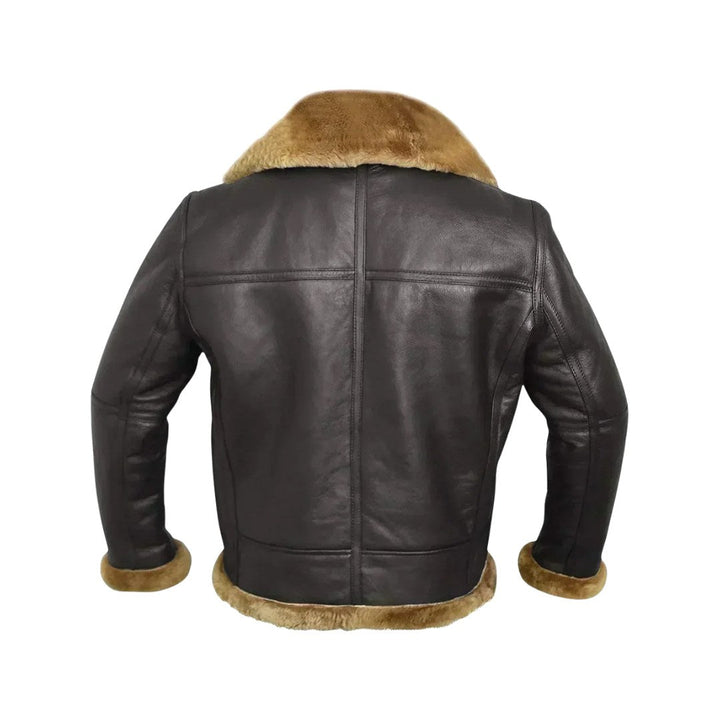 Giacca da uomo in vera pelle di agnello con fodera in shearling marrone