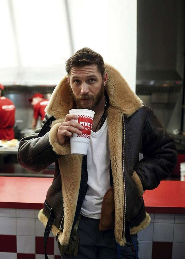 Giacca da uomo in vera pelle di agnello con fodera in shearling marrone