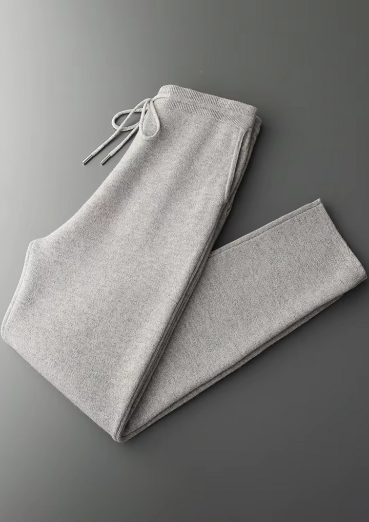 Completo da uomo in maglia a due pezzi - Cardigan con cappuccio e pantaloni con coulisse