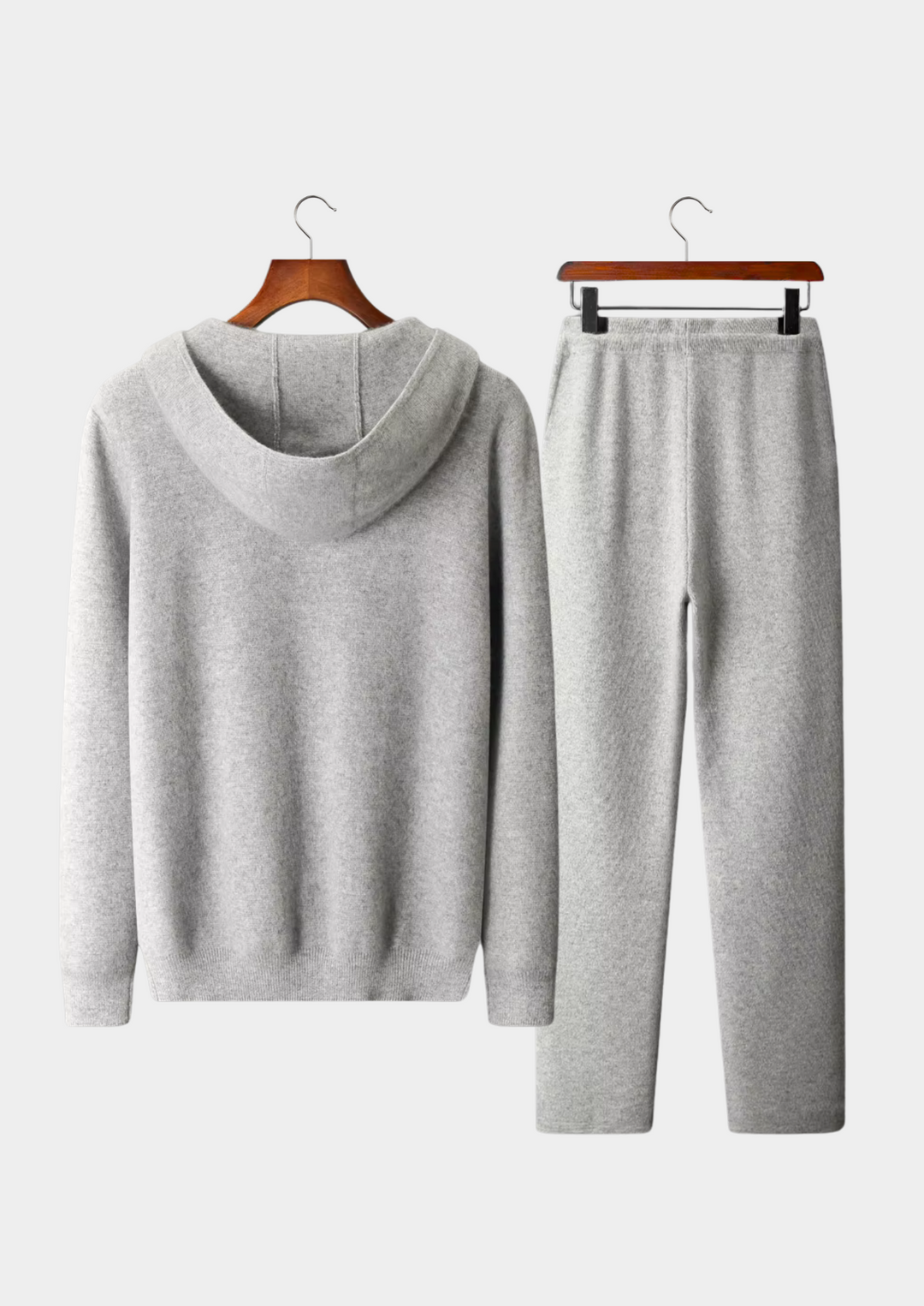 Completo da uomo in maglia a due pezzi - Cardigan con cappuccio e pantaloni con coulisse