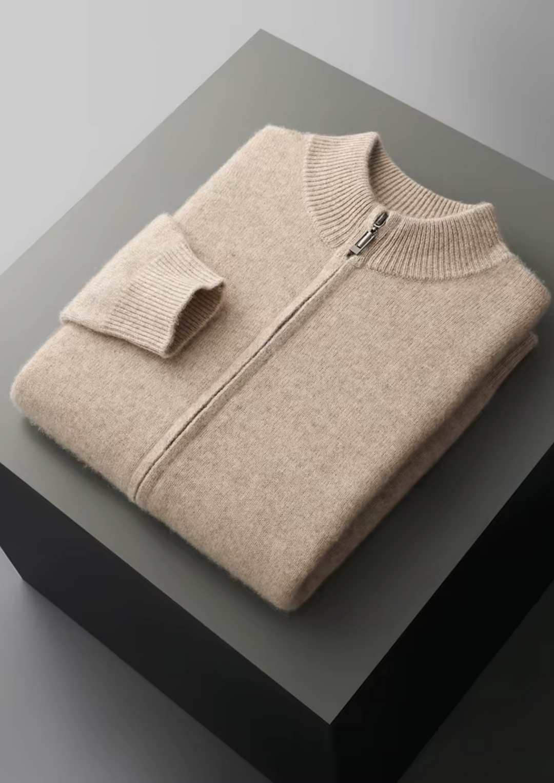 Ensemble en Maille Homme – Cardigan Zippé à Col Montant & Pantalon Fus