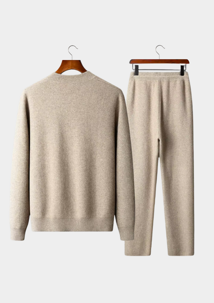 Completo in maglia da uomo - Cardigan con zip e pantaloni affusolati