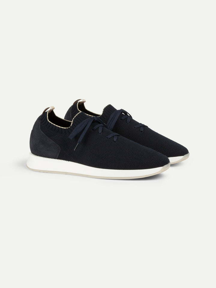 Sneakers da uomo in mesh - punta in camoscio e suola bianca