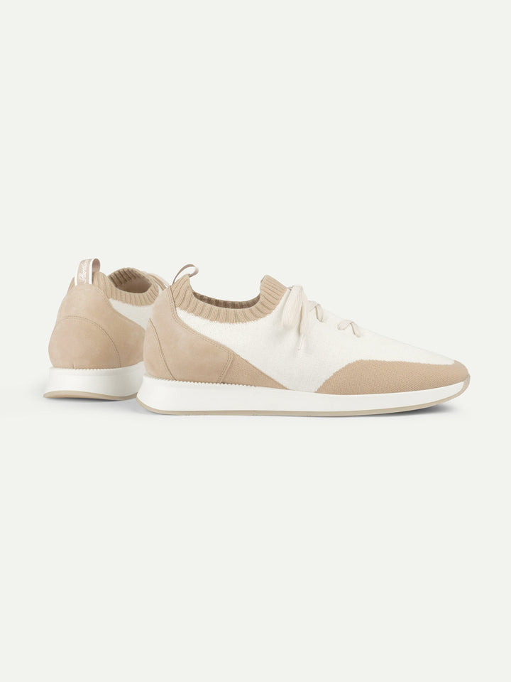 Sneakers da uomo in mesh - punta in camoscio e suola bianca