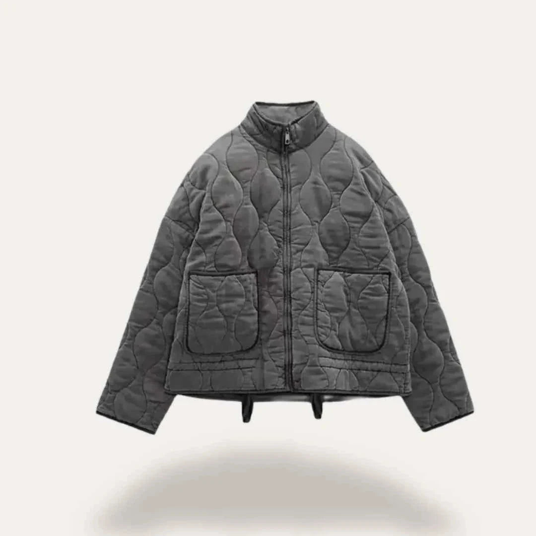 Veste Matelassée Femme Légère Col Montant Poches Plaquées