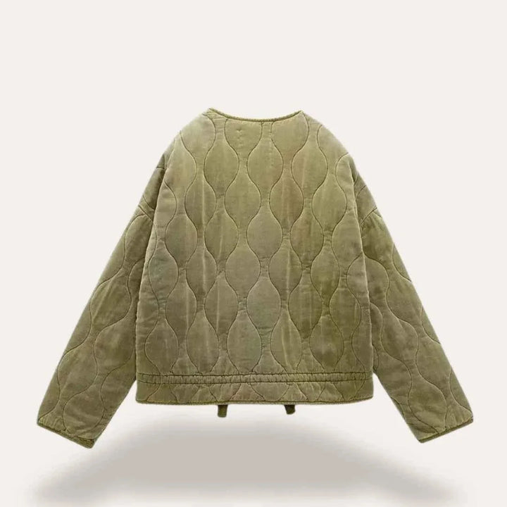Veste Matelassée Femme Légère Col Montant Poches Plaquées