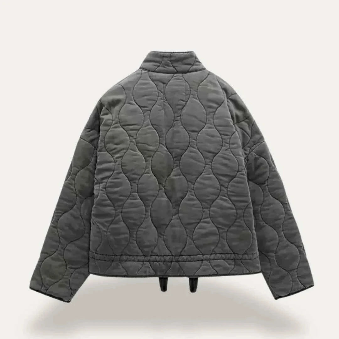 Veste Matelassée Femme Légère Col Montant Poches Plaquées