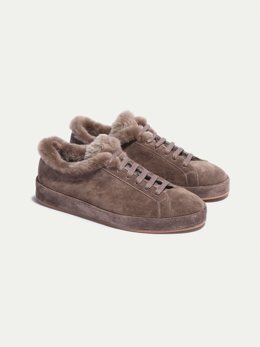 Men's suede sneakers - soft lining and lace-up fastening