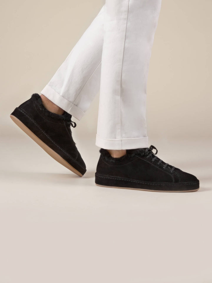 Men's suede sneakers - soft lining and lace-up fastening