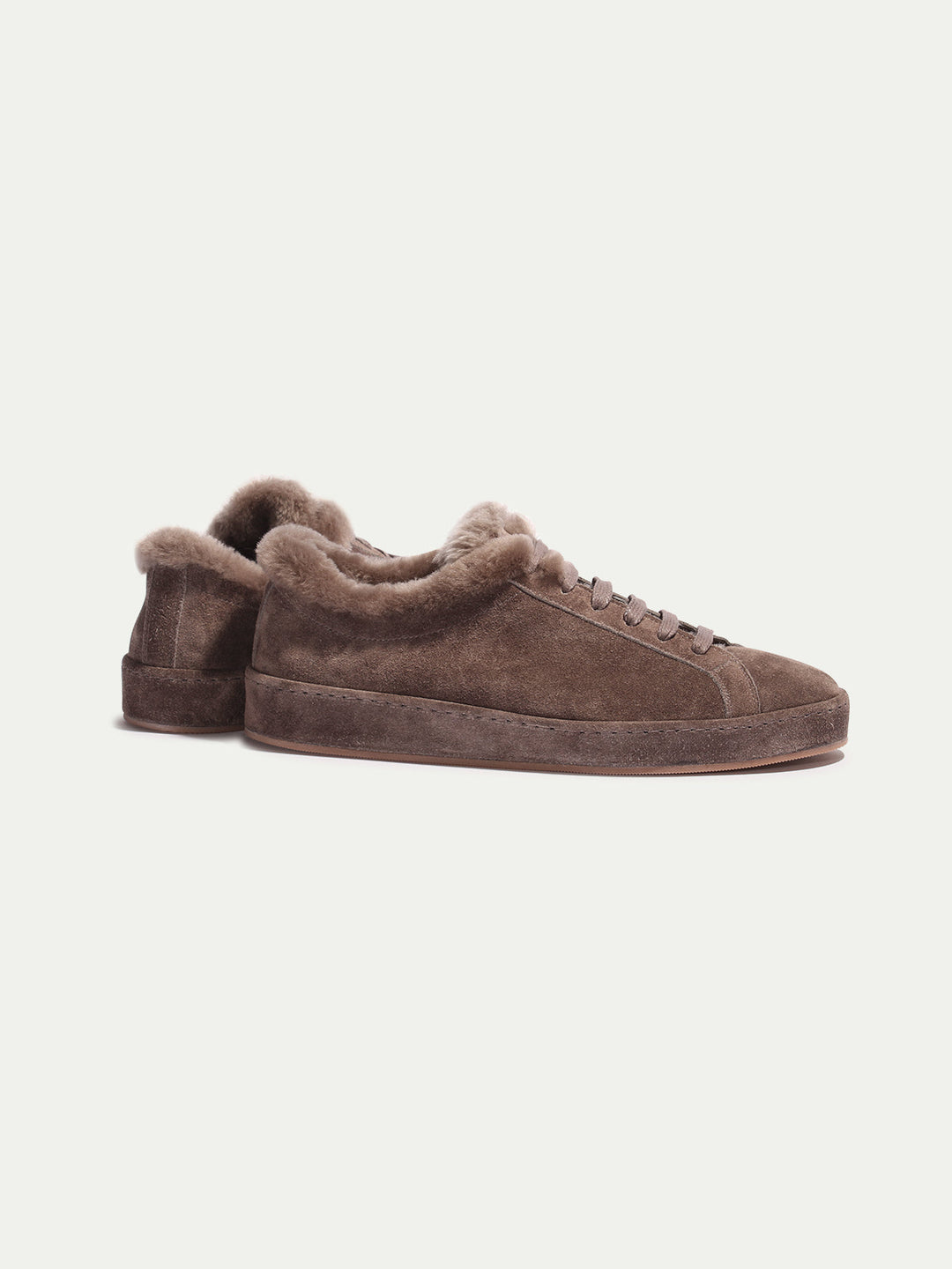 Men's suede sneakers - soft lining and lace-up fastening