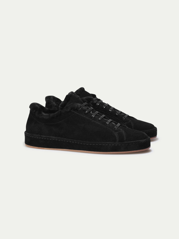 Men's suede sneakers - soft lining and lace-up fastening