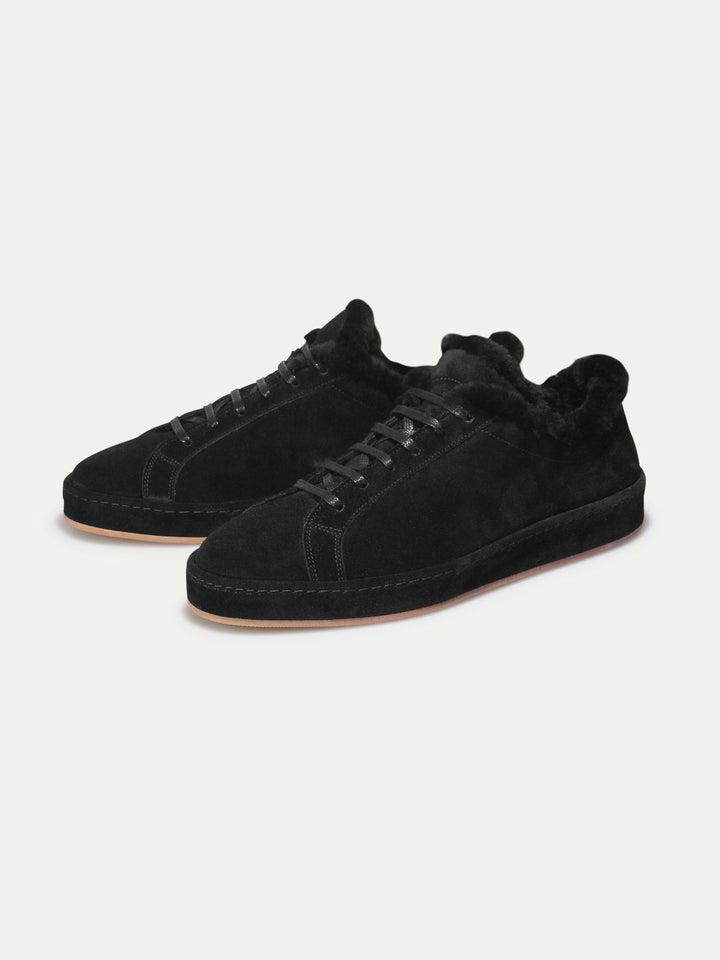 Men's suede sneakers - soft lining and lace-up fastening