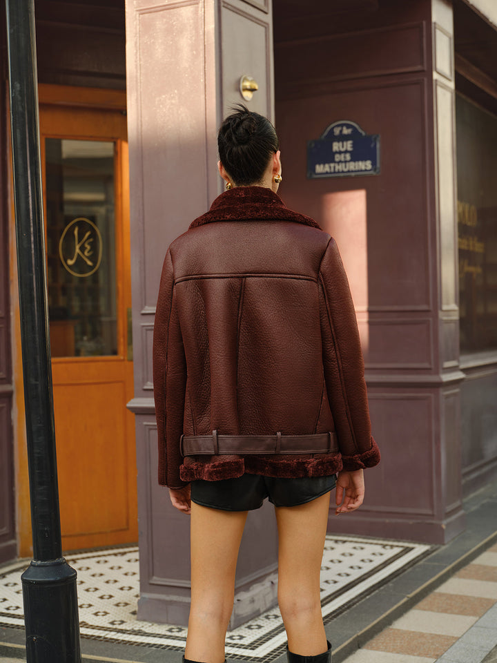 Veste Femme Biker Oversize Ceinturée Avec Fermeture Zippée Asymétrique