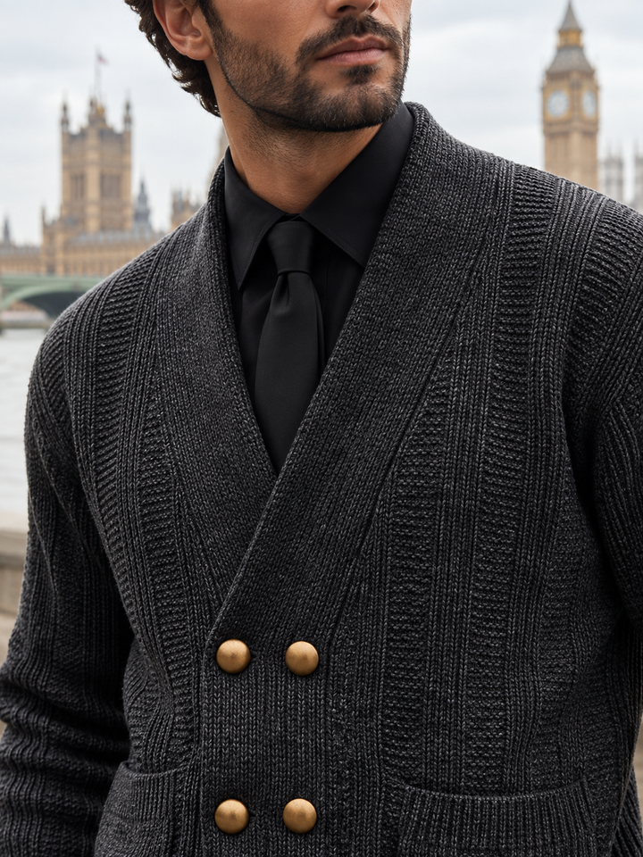 Cardigan da uomo con collo a scialle incrociato