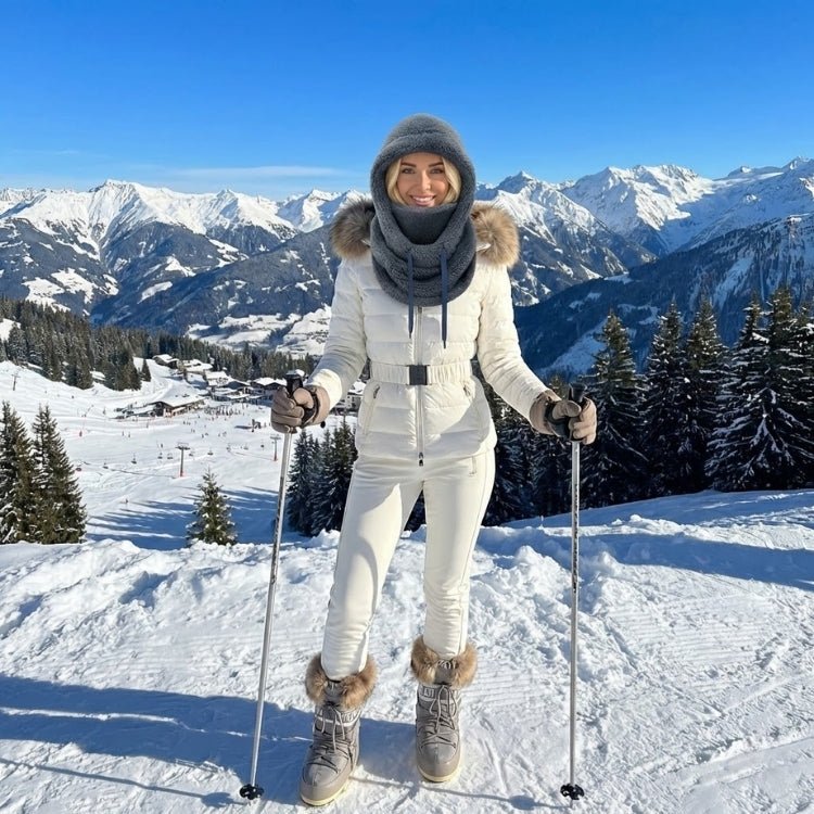 Passamontagna da donna in pile Sherpa con scaldacollo integrato