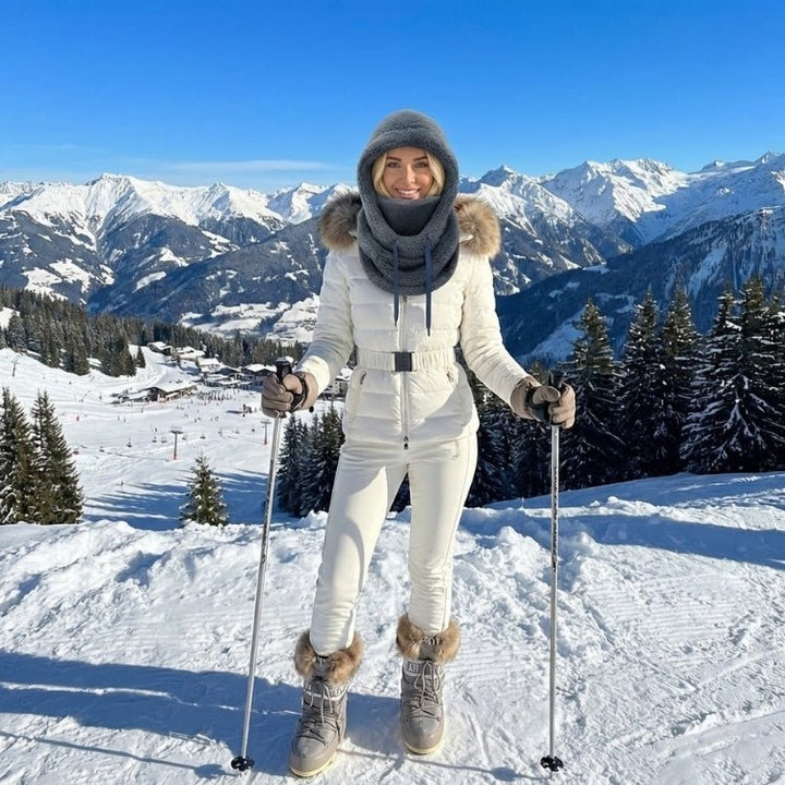 Passamontagna da donna in pile Sherpa con scaldacollo integrato