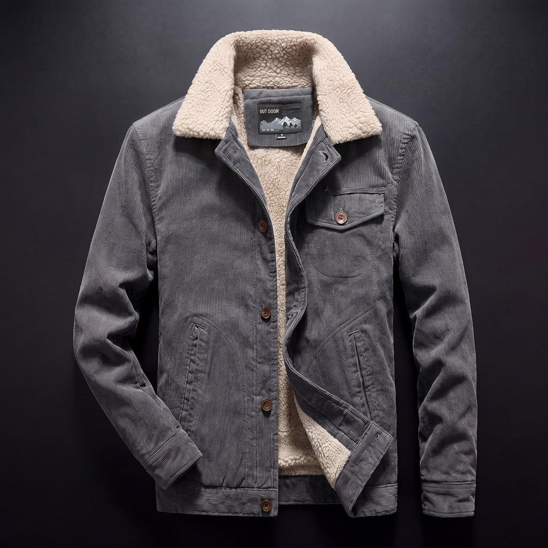 Veste en Velours Côtelé Homme Doublée Sherpa Boutonnée