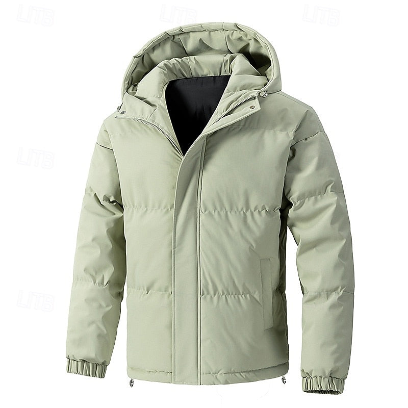 Herren-Steppjacke mit Kapuze, Reißverschluss und Taschen