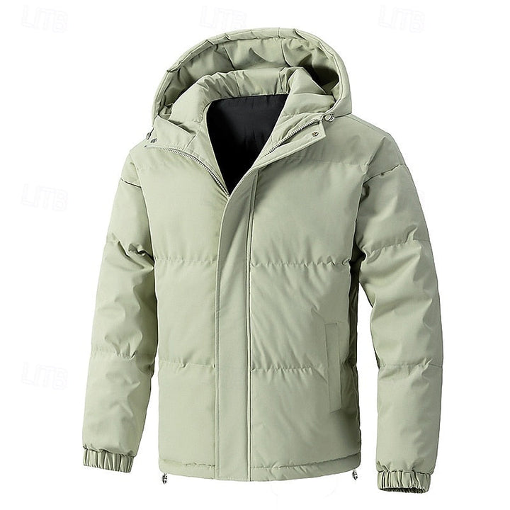 Herren-Steppjacke mit Kapuze, Reißverschluss und Taschen