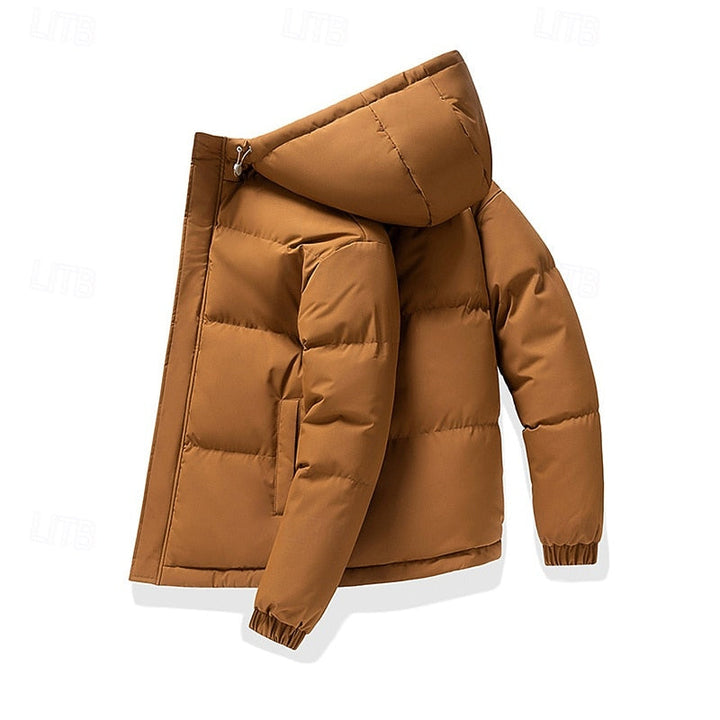 Herren-Steppjacke mit Kapuze, Reißverschluss und Taschen