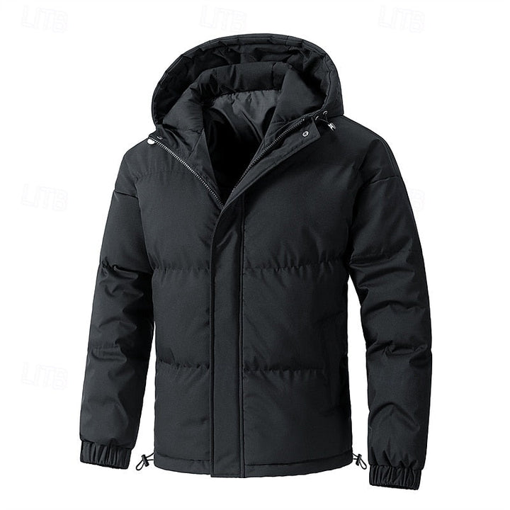 Herren-Steppjacke mit Kapuze, Reißverschluss und Taschen