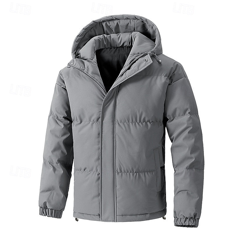 Herren-Steppjacke mit Kapuze, Reißverschluss und Taschen
