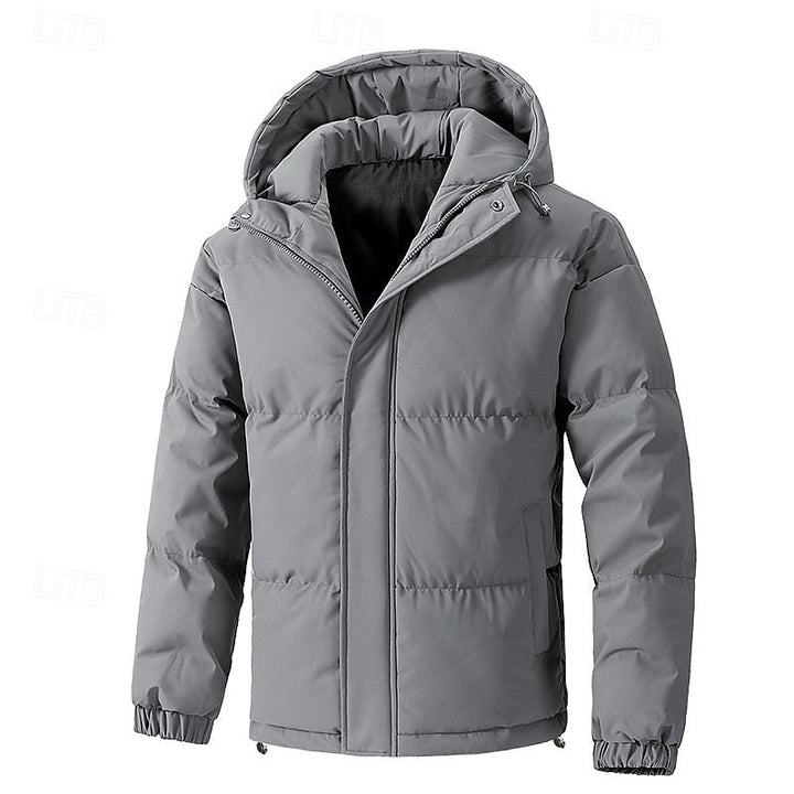 Herren-Steppjacke mit Kapuze, Reißverschluss und Taschen