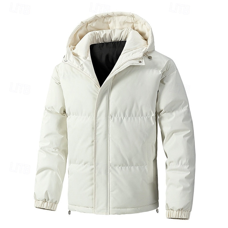 Herren-Steppjacke mit Kapuze, Reißverschluss und Taschen