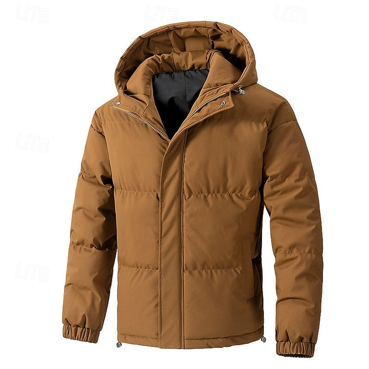 Herren-Steppjacke mit Kapuze, Reißverschluss und Taschen