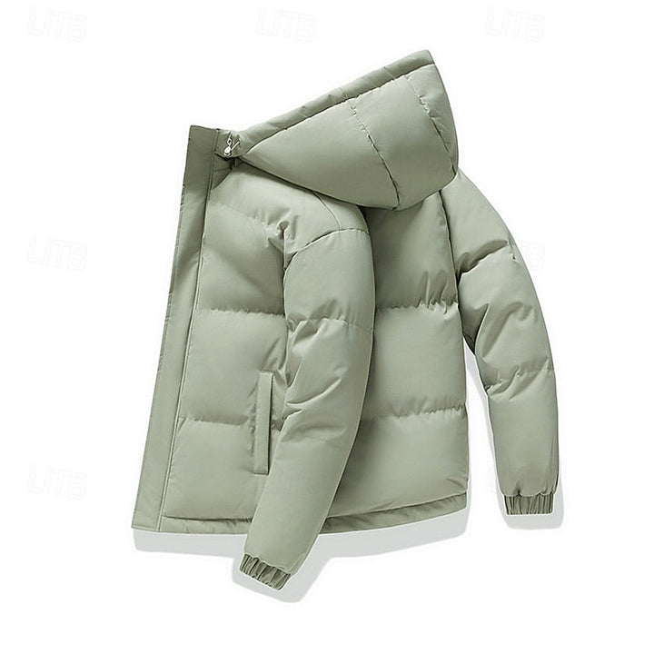 Herren-Steppjacke mit Kapuze, Reißverschluss und Taschen