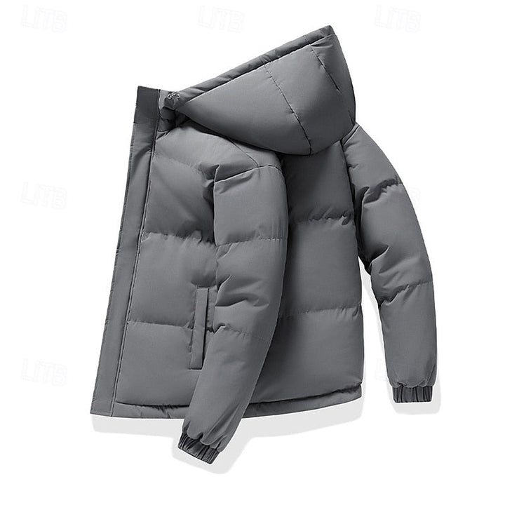 Herren-Steppjacke mit Kapuze, Reißverschluss und Taschen