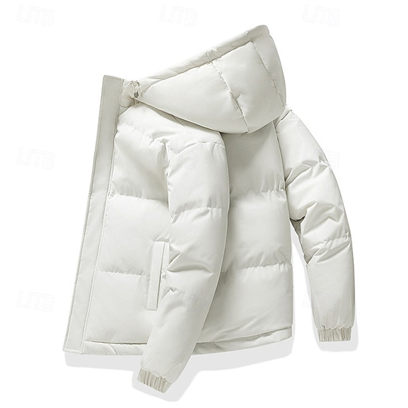 Herren-Steppjacke mit Kapuze, Reißverschluss und Taschen