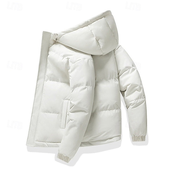 Herren-Steppjacke mit Kapuze, Reißverschluss und Taschen