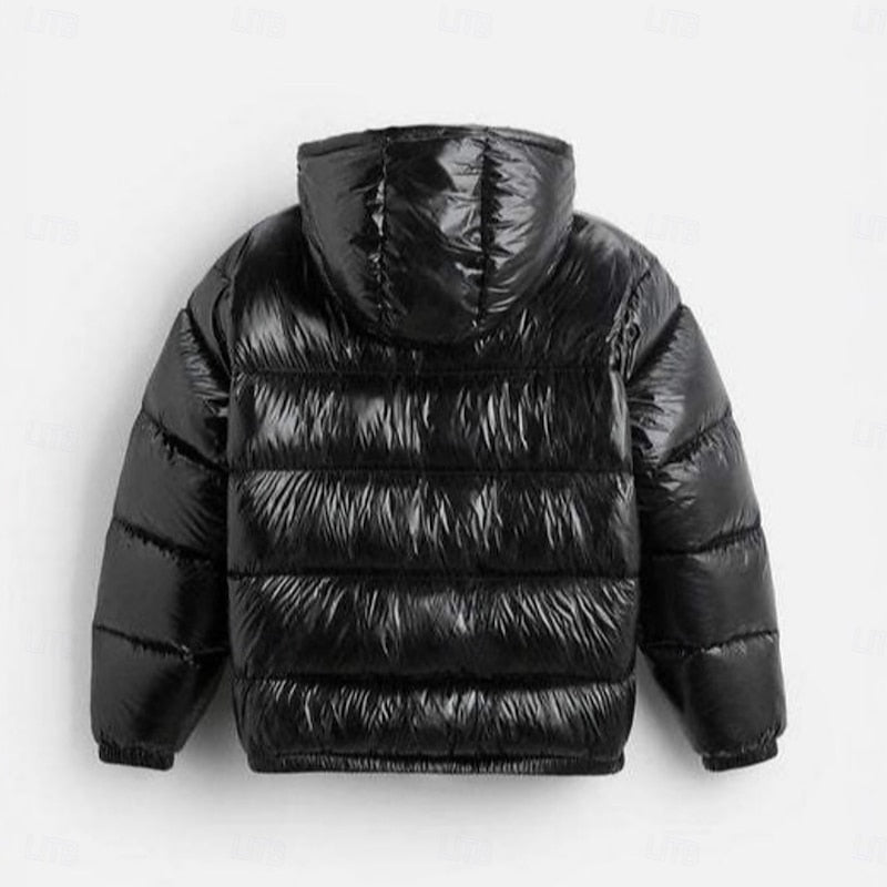 Herren-Steppjacke mit Kapuze, Reißverschluss und Taschen