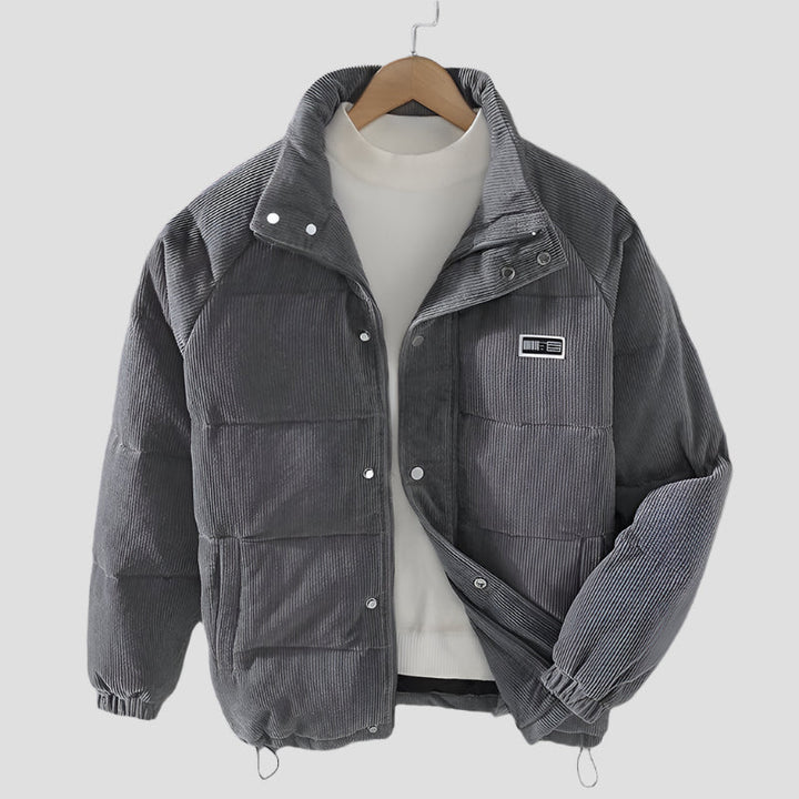 Chaqueta acolchada de hombre de pana con botones a presión