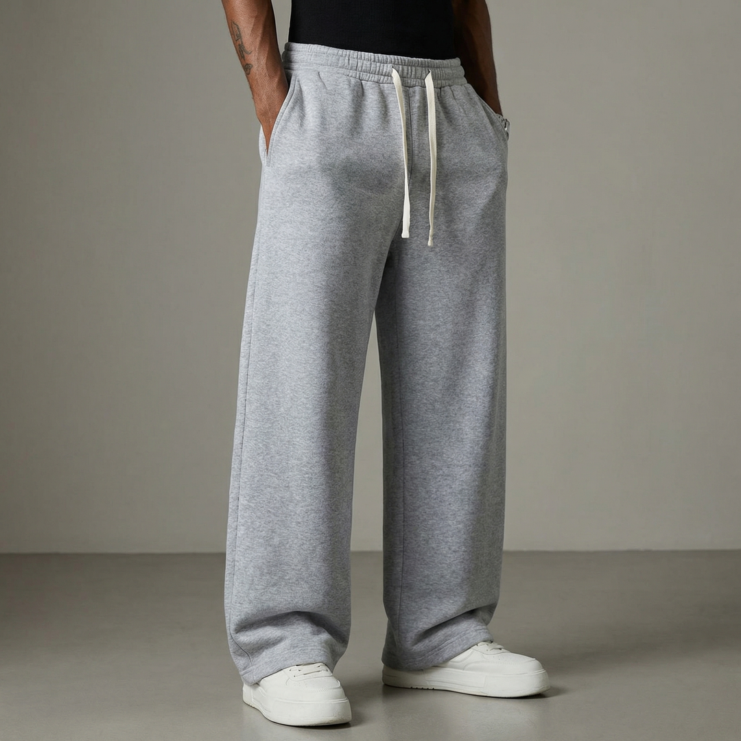 Herren-Jogginghose mit weitem Bein, Kordelzugbund und Seitentaschen