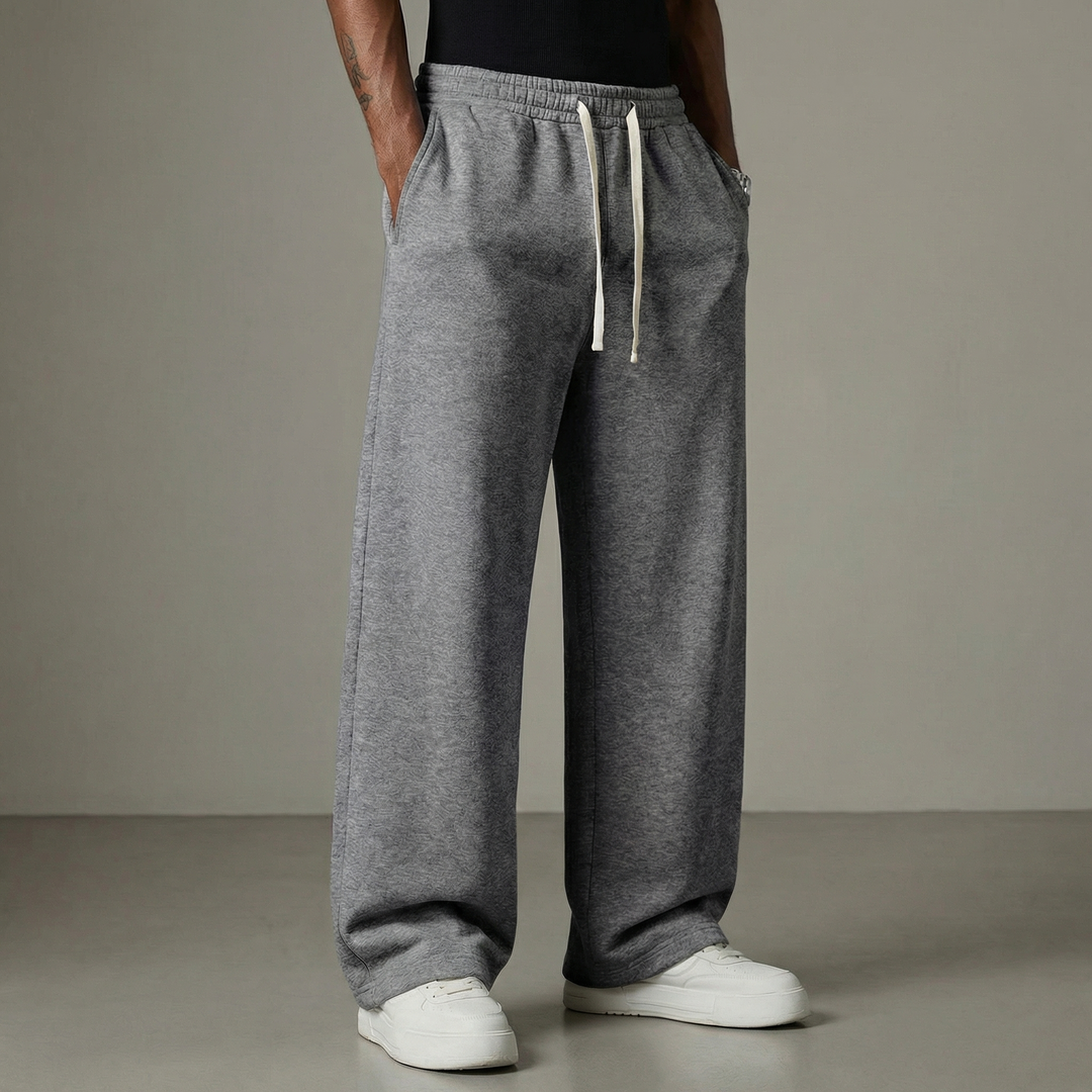 Herren-Jogginghose mit weitem Bein, Kordelzugbund und Seitentaschen