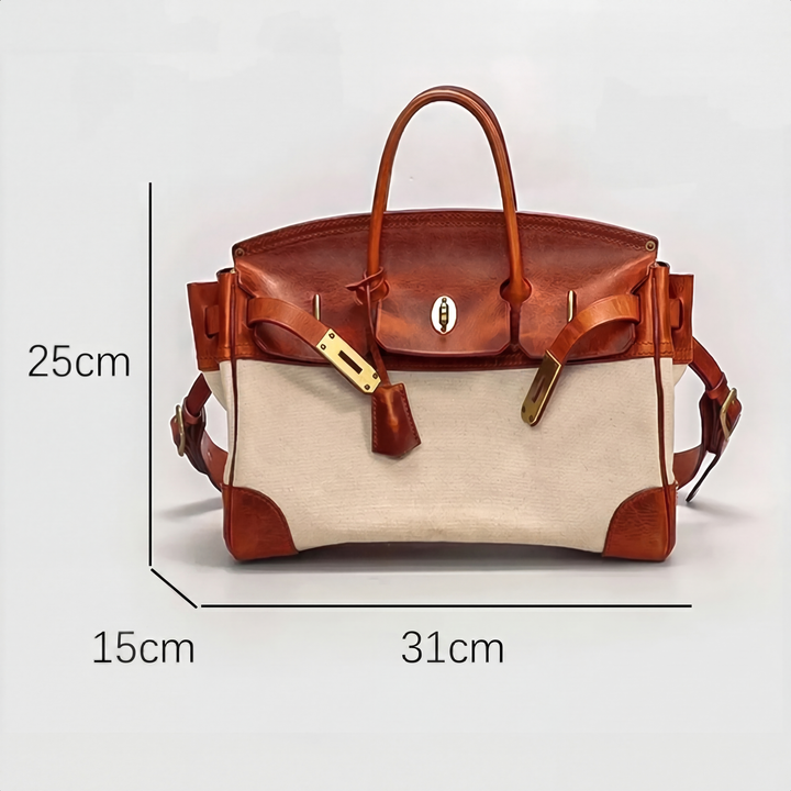 Sac de Voyage – Cuir Pleine Fleur & Toile Résistante aux Éclaboussures