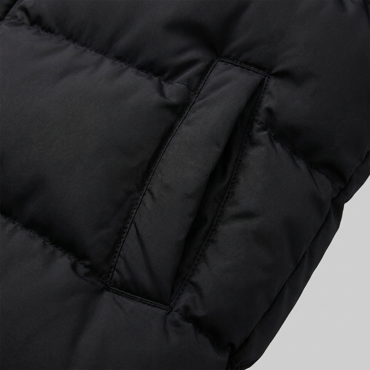Women's Long Hooded Windproof Puffer Coat with Snap Fastening and Pockets