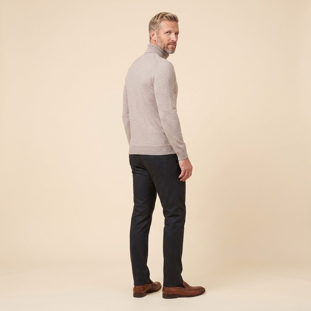 Maglione da uomo slim fit a collo alto in maglia fine