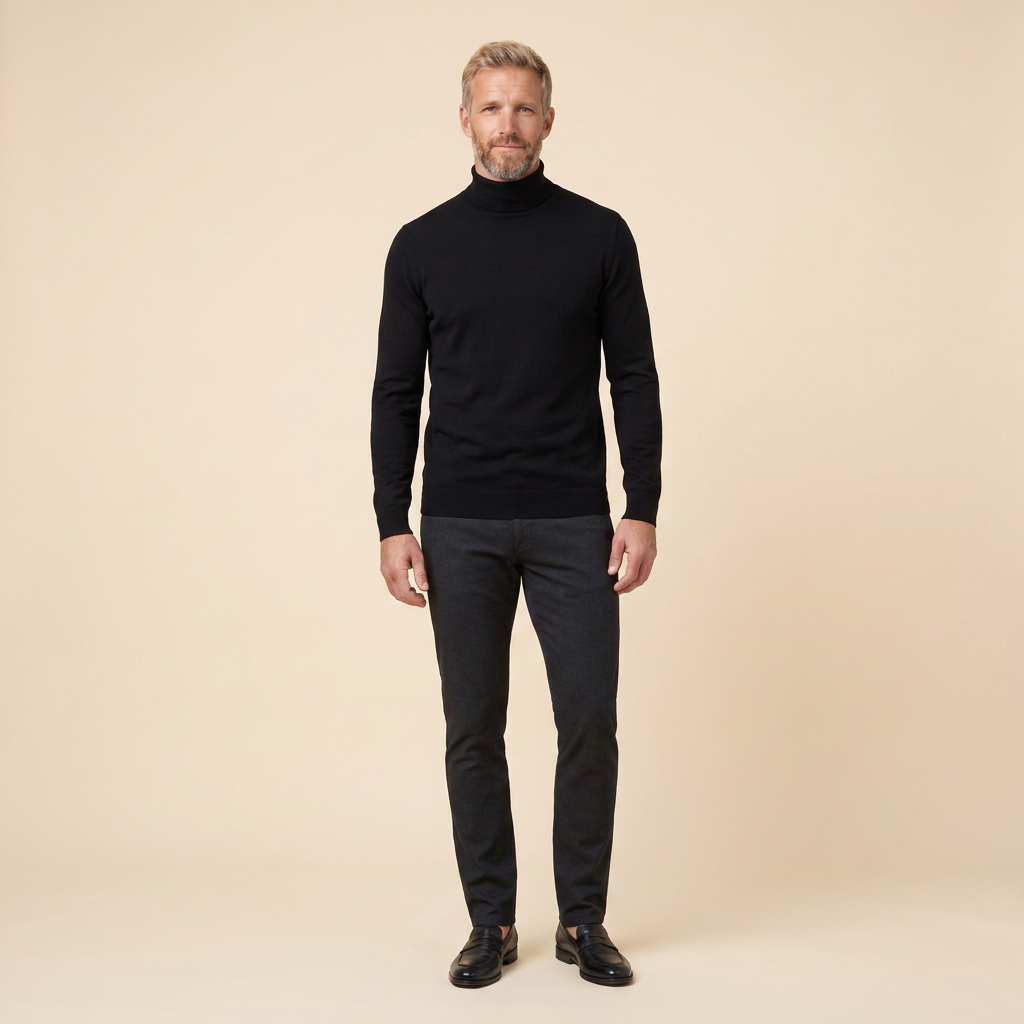 Maglione da uomo slim fit a collo alto in maglia fine