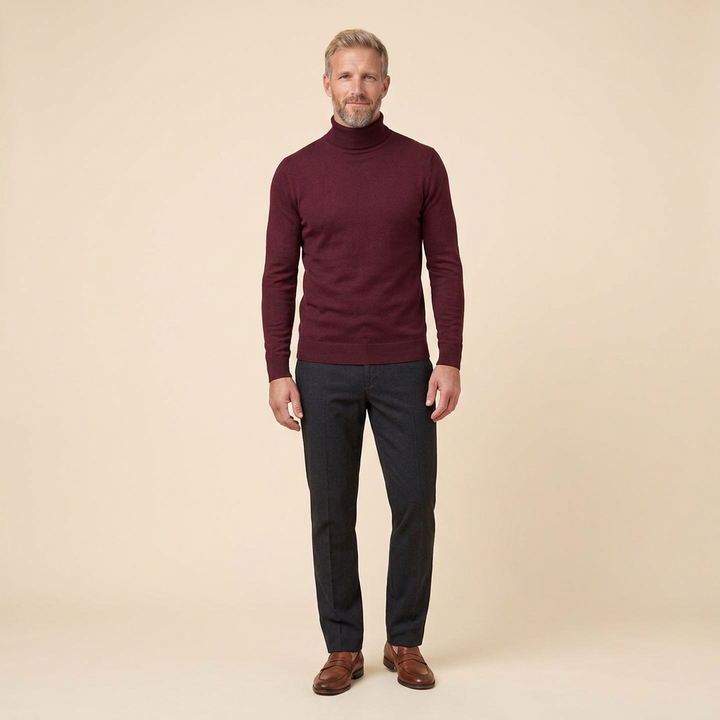 Maglione da uomo slim fit a collo alto in maglia fine
