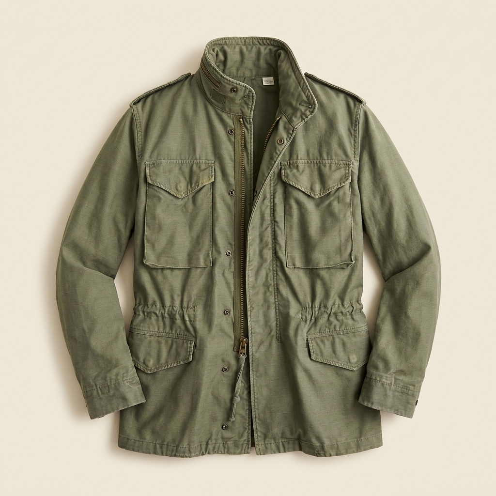 Herren-Militärjacke mit Reißverschluss und Pattentaschen