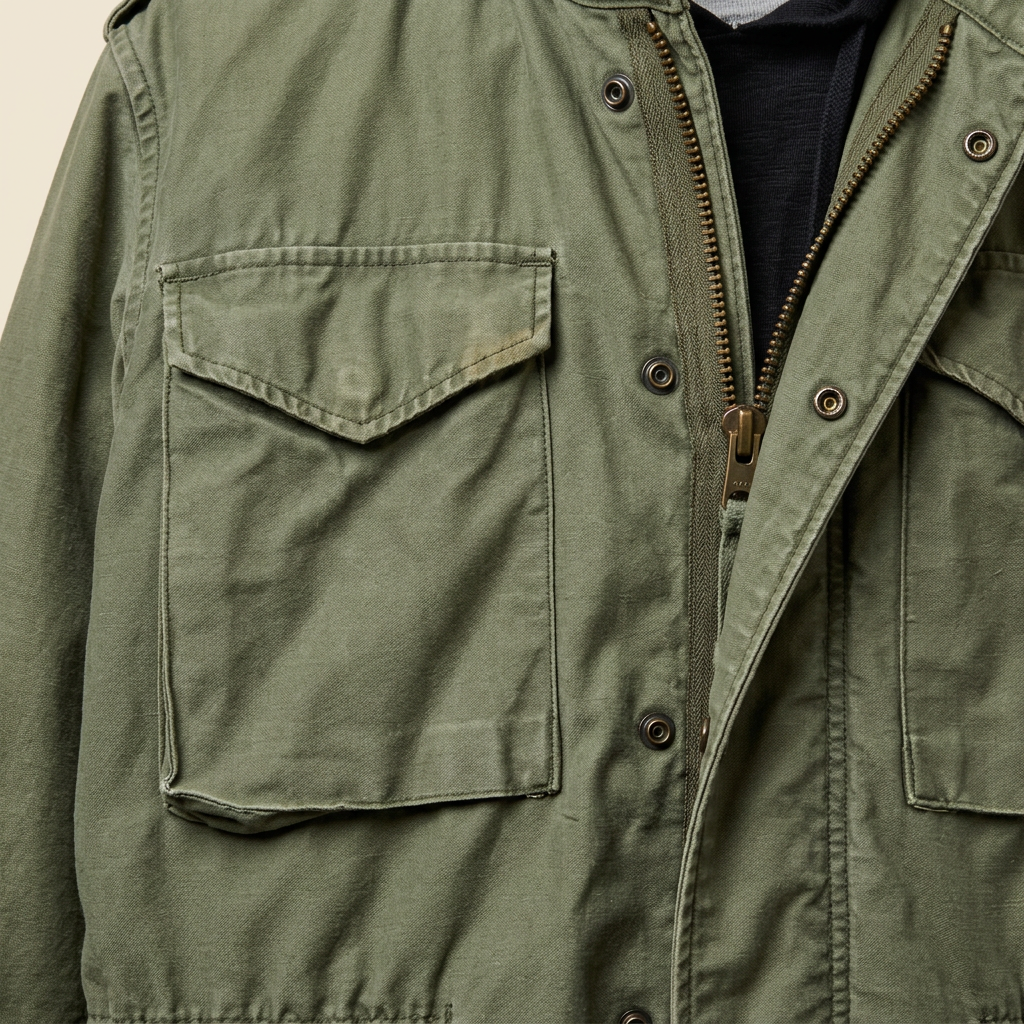 Herren-Militärjacke mit Reißverschluss und Pattentaschen