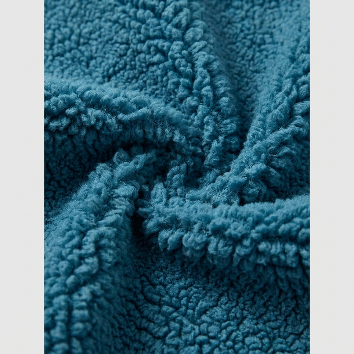 Cappotto donna in denim di media lunghezza foderato in sherpa con cappuccio