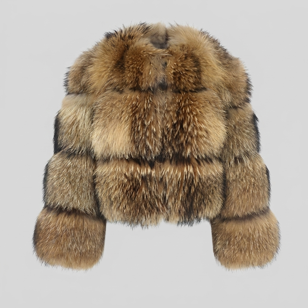 Manteau Femme Courte En Fausse Fourrure Coupe Ajustée Manches Longues
