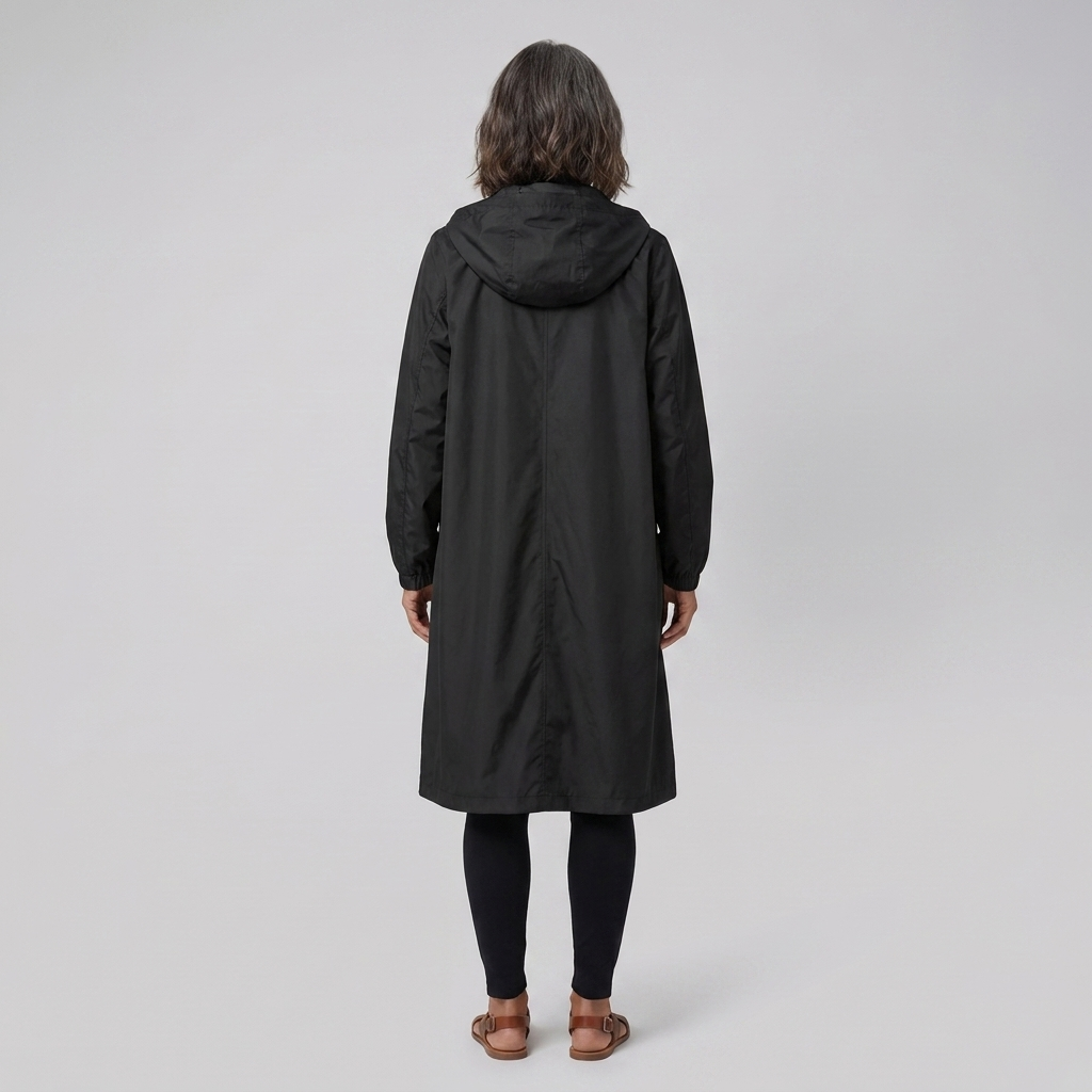 Lightweight Women's Waterproof Windproof Hooded Button-Fastening Jacket