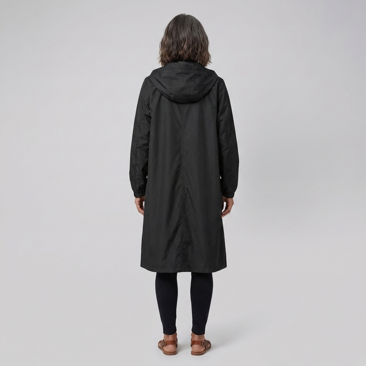 Lightweight Women's Waterproof Windproof Hooded Button-Fastening Jacket
