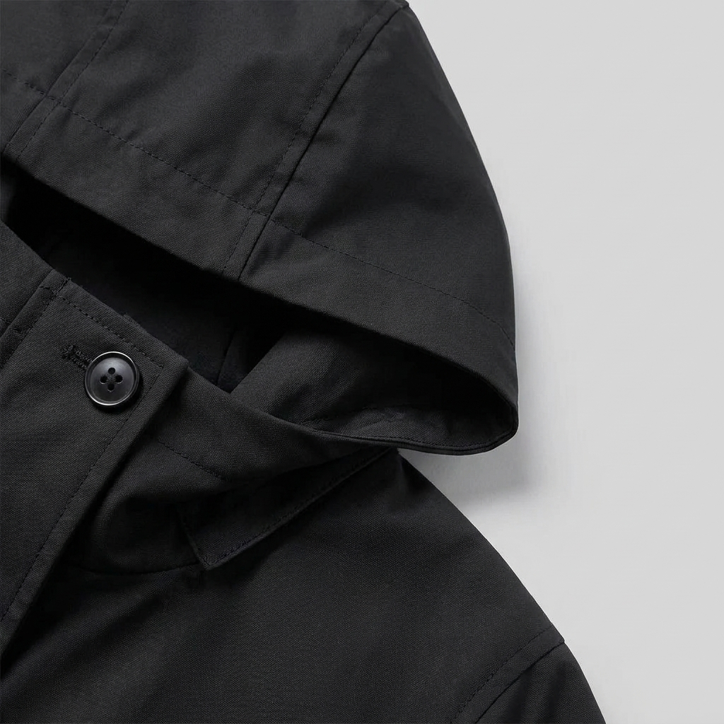 Lightweight Women's Waterproof Windproof Hooded Button-Fastening Jacket