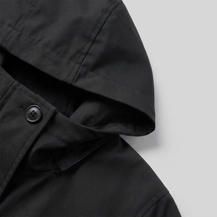 Lightweight Women's Waterproof Windproof Hooded Button-Fastening Jacket